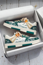 Liam | Artistic Wave Print Rope Lace Low-top Sneakers