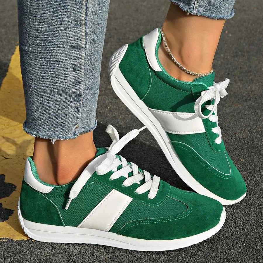 Lia | Women's Retro-Inspired Lace-Up Sneakers with White Sole