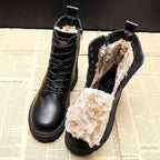 Maria - Black Leather Women's Winter Boots