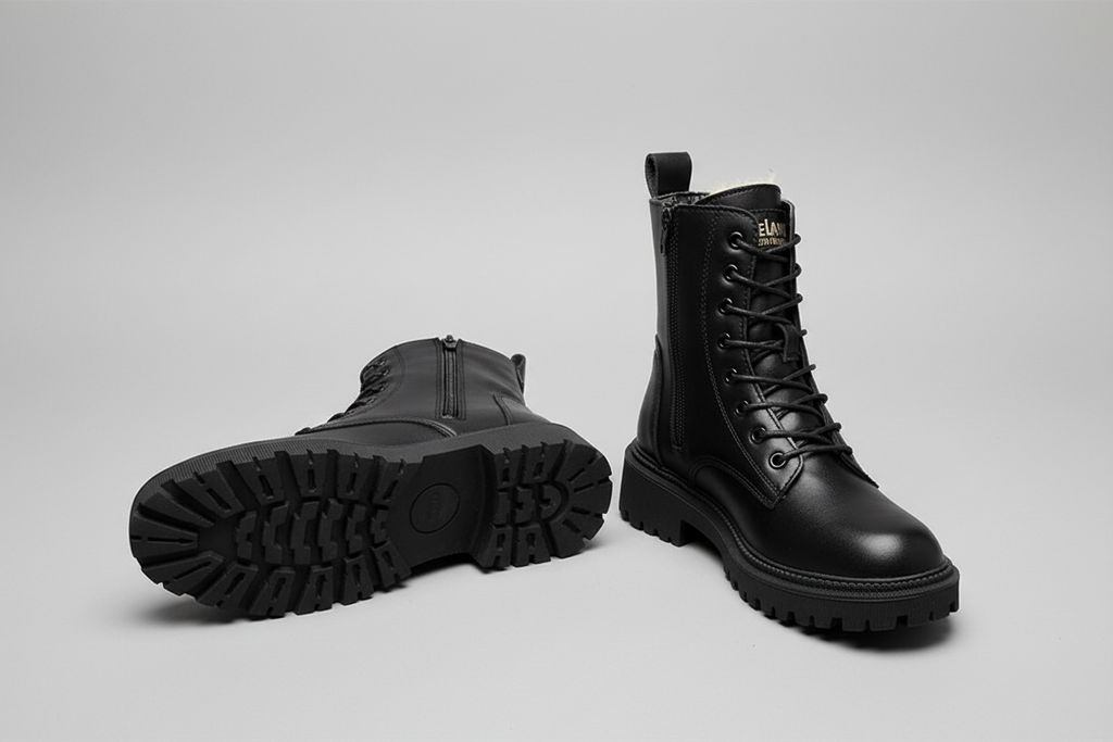 Maria - Black Leather Women's Winter Boots