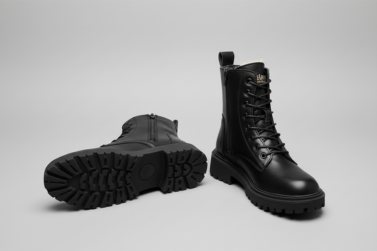 Maria - Black Leather Women's Winter Boots