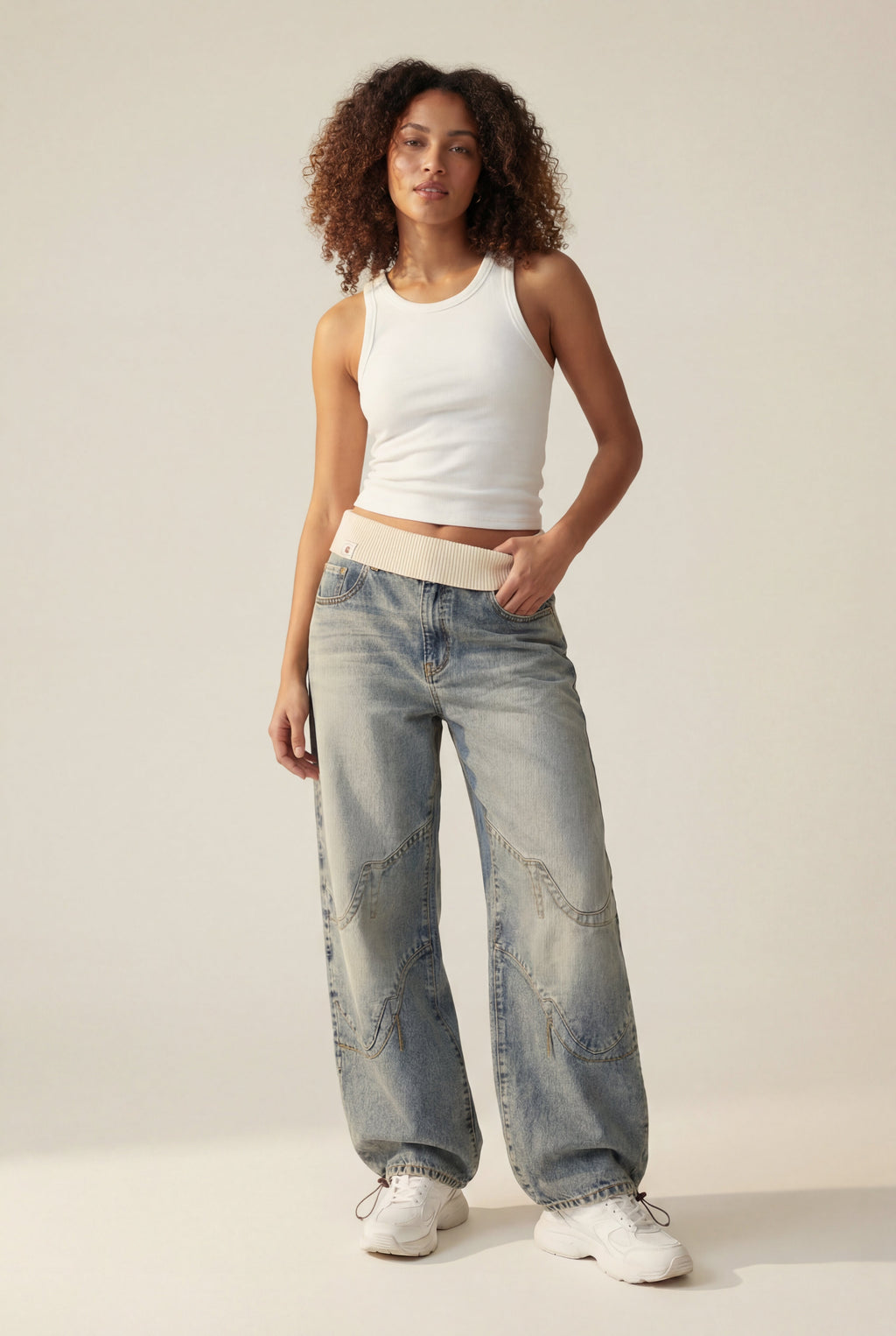 Lia | Light Blue Wide-leg Baggy Jeans with Elastic Waistband