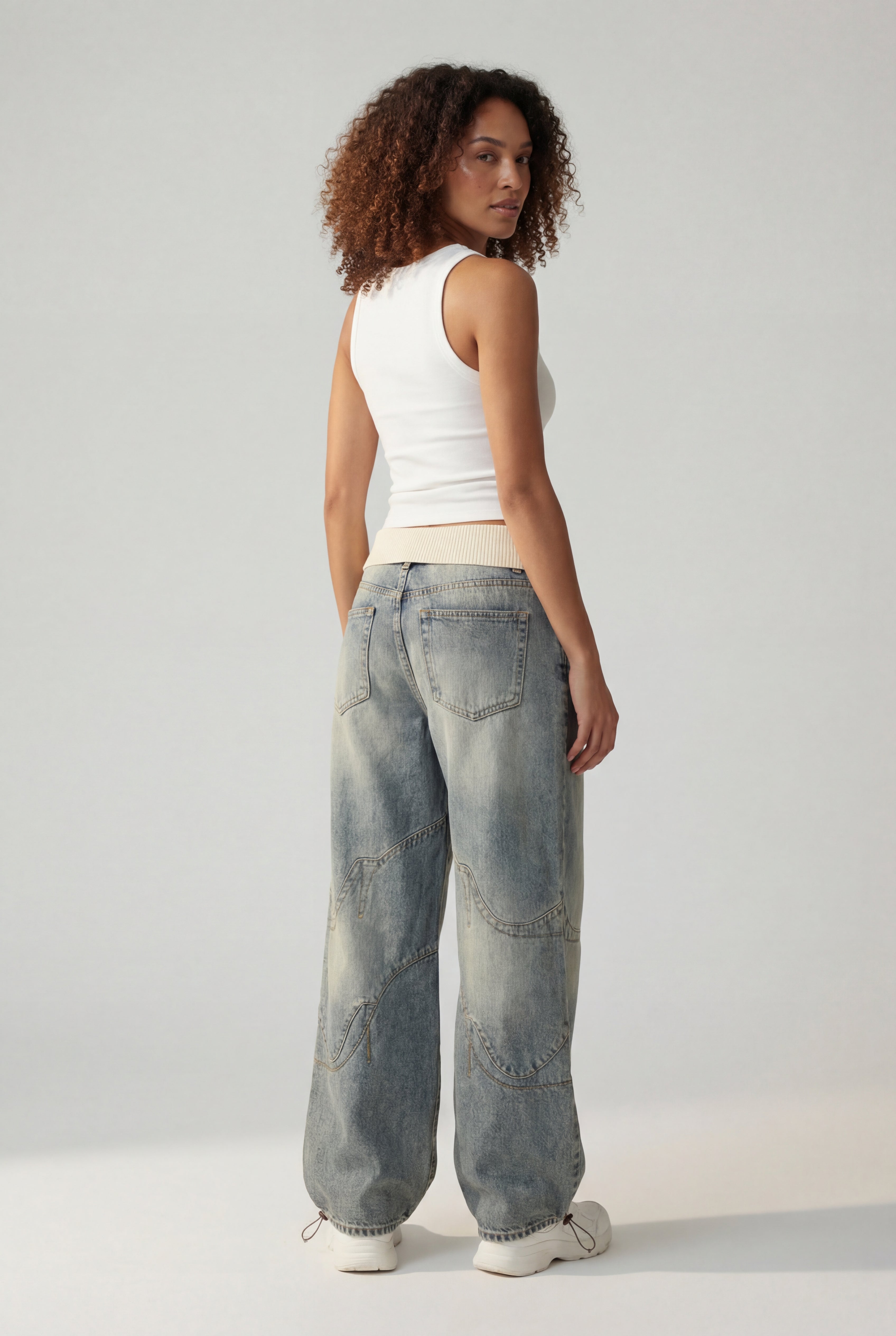 Lia | Light Blue Wide-leg Baggy Jeans with Elastic Waistband