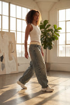 Lia | Light Blue Wide-leg Baggy Jeans with Elastic Waistband