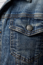 Liam | Medium Blue Classic Fit Trucker Jacket with Button Closure