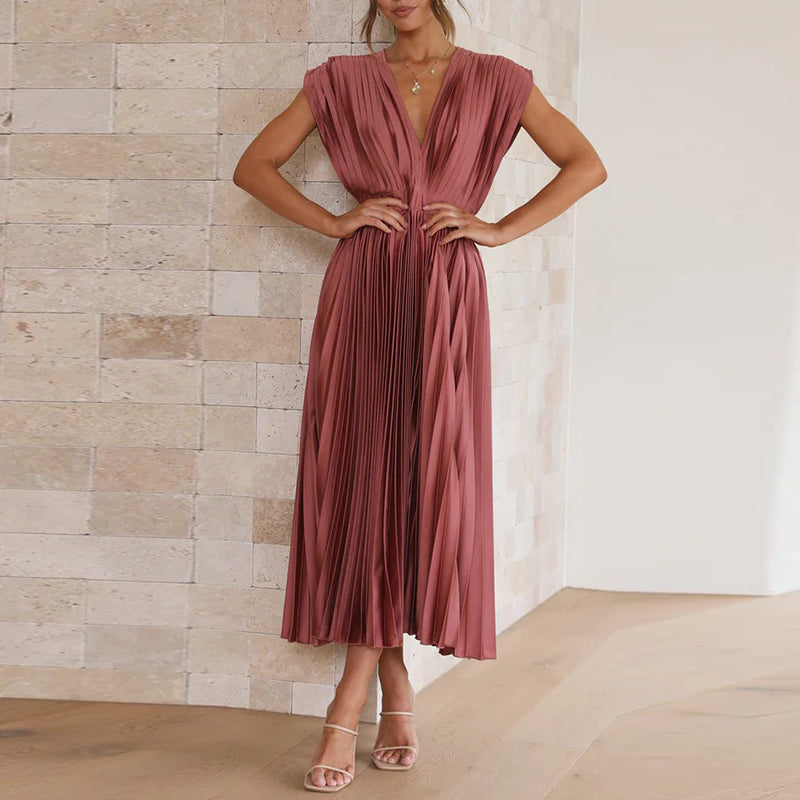 Vanessa | Women's Modern V-Neck Dress | Sleeveless