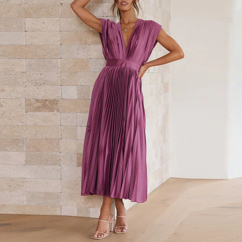 Vanessa | Women's Modern V-Neck Dress | Sleeveless