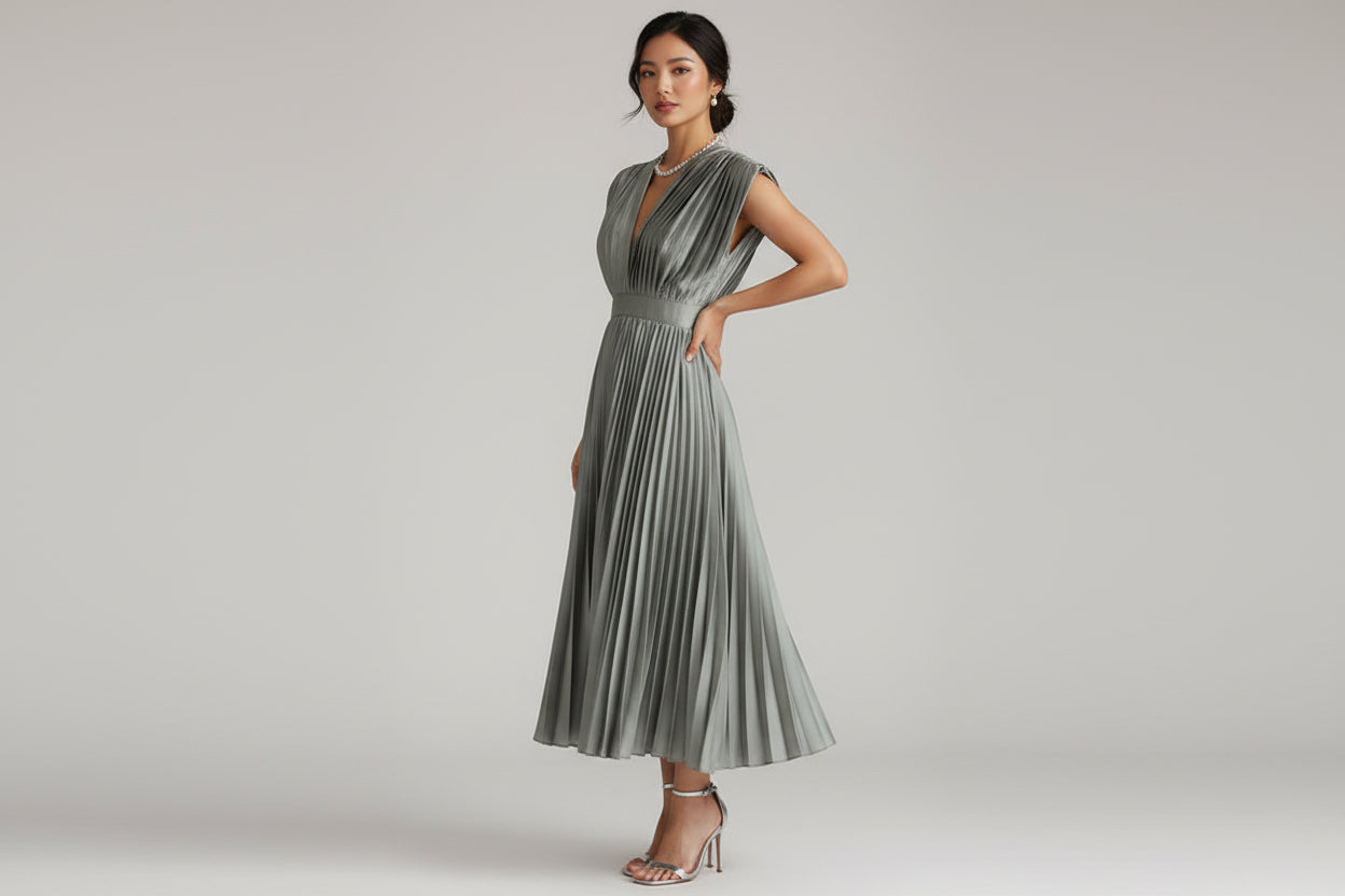 Vanessa | Women's Modern V-Neck Dress | Sleeveless