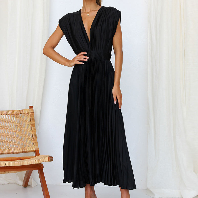Vanessa | Women's Modern V-Neck Dress | Sleeveless