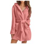 LuxePlush | Solid Color Women's Bathrobe with Hood | Elcevi