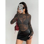 Women's Seductive Lace Top with Floral Pattern and Stretch | Taota