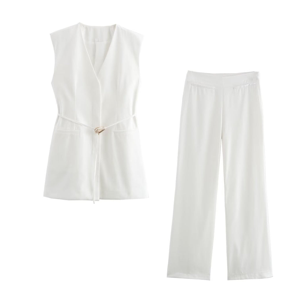 The Mae Elisa Tailored Vest & Wide Leg Pants