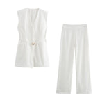 The Mae Elisa Tailored Vest & Wide Leg Pants
