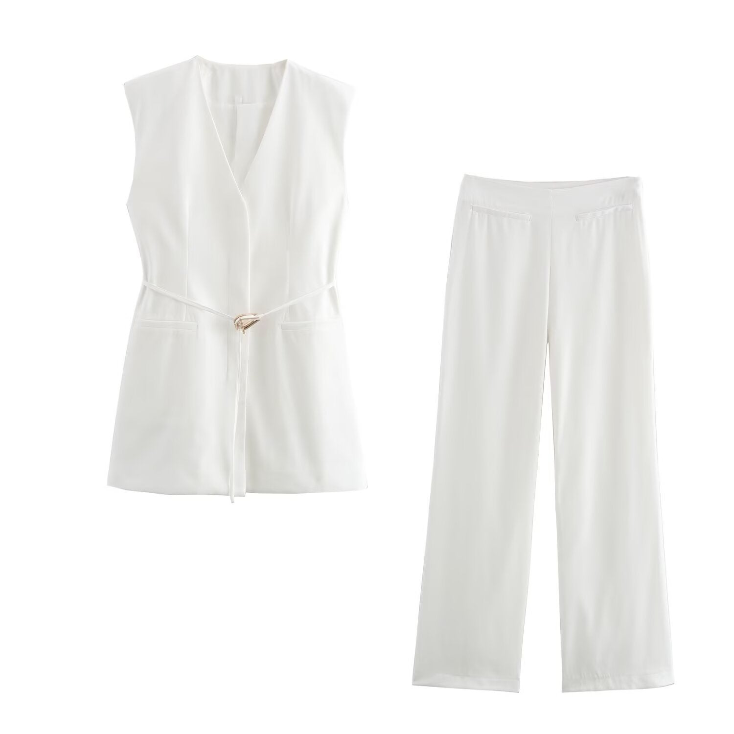 The Mae Elisa Tailored Vest & Wide Leg Pants