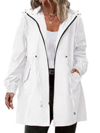 Women's Rain Jacket with Hood and Zipper - Louisa