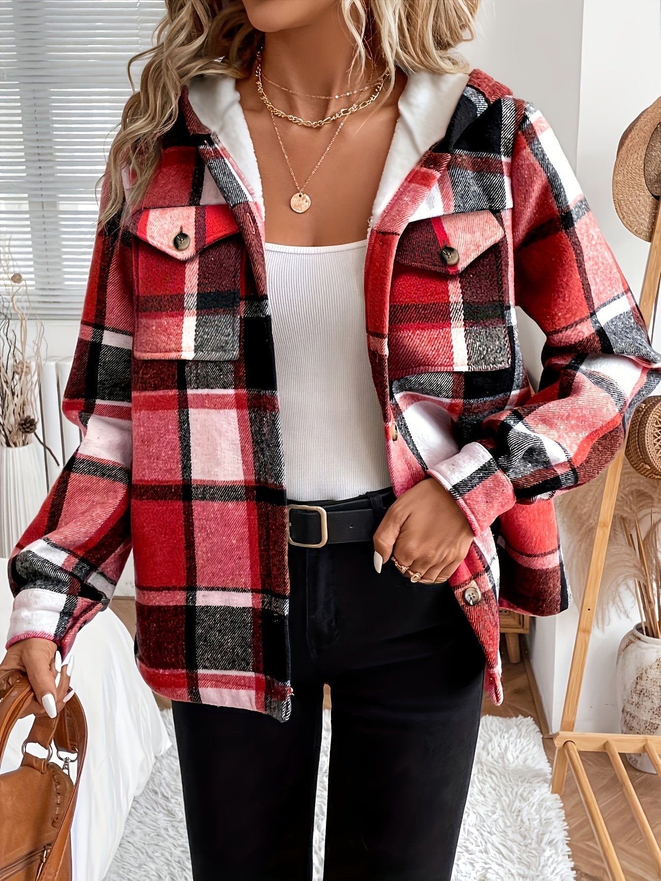 Lucy | Women’s Plaid Hooded Fleece Jacket