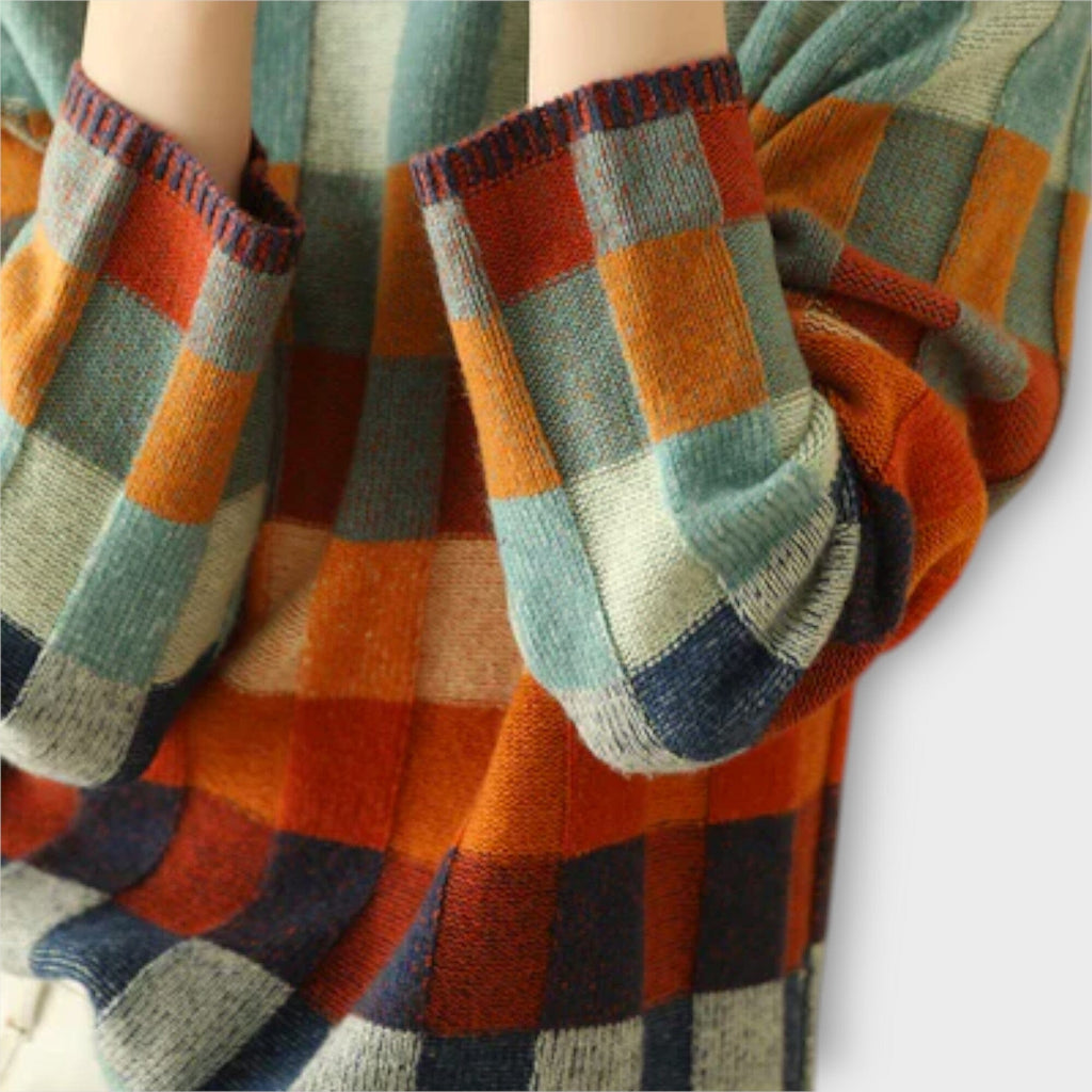 Erica - Patchwork Design Turtleneck Sweater