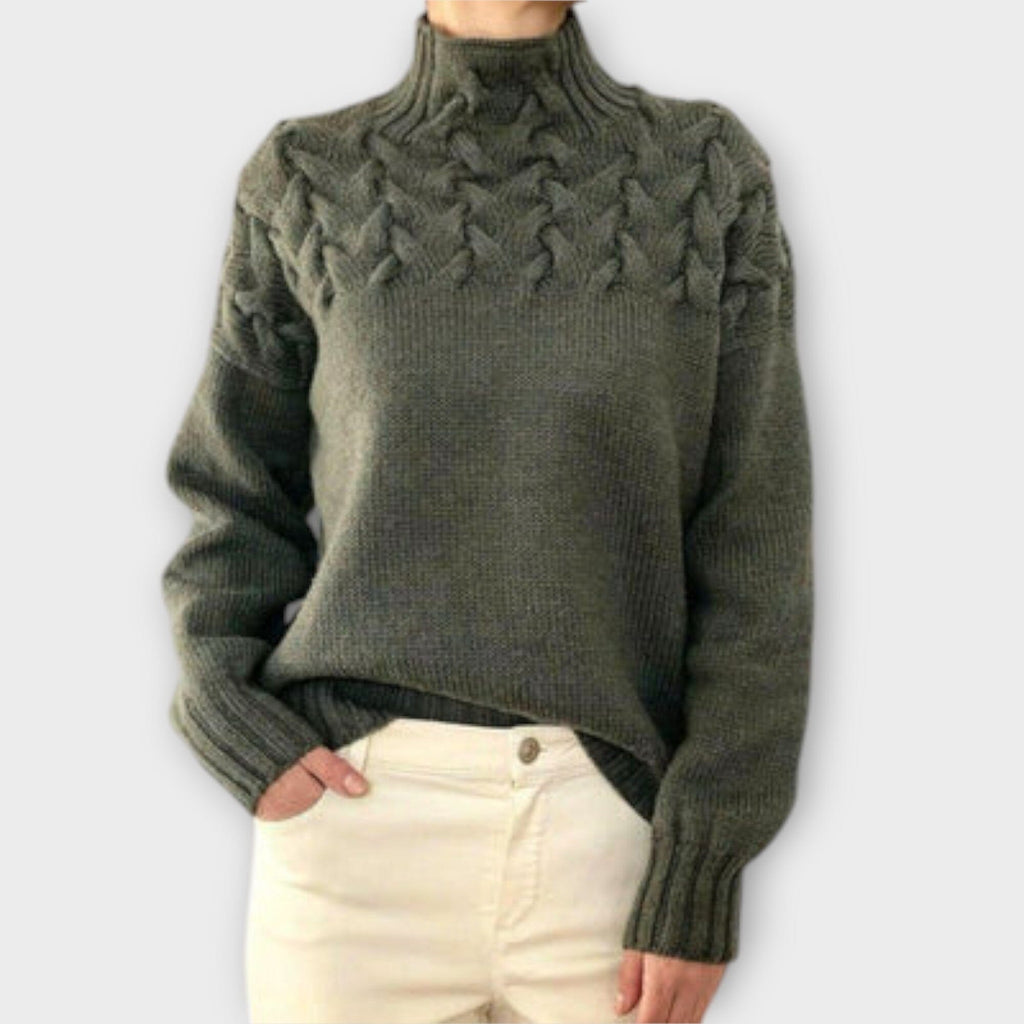 Eva Maria - Women's Sweater with Cable Knit Detail