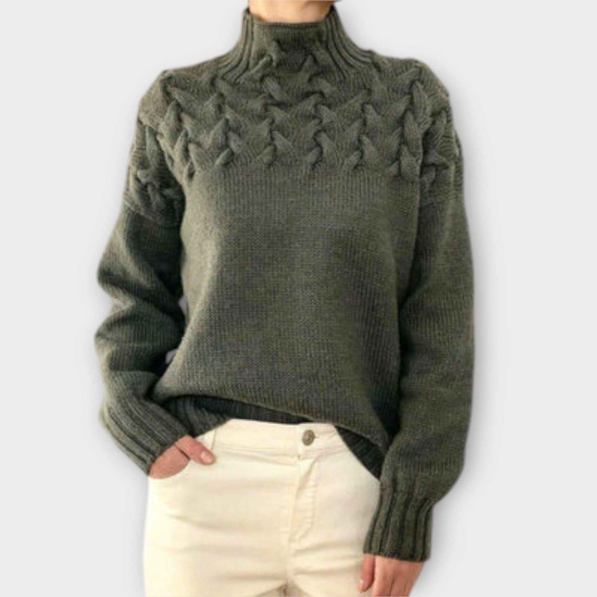 Eva Maria - Women's Sweater with Cable Knit Detail