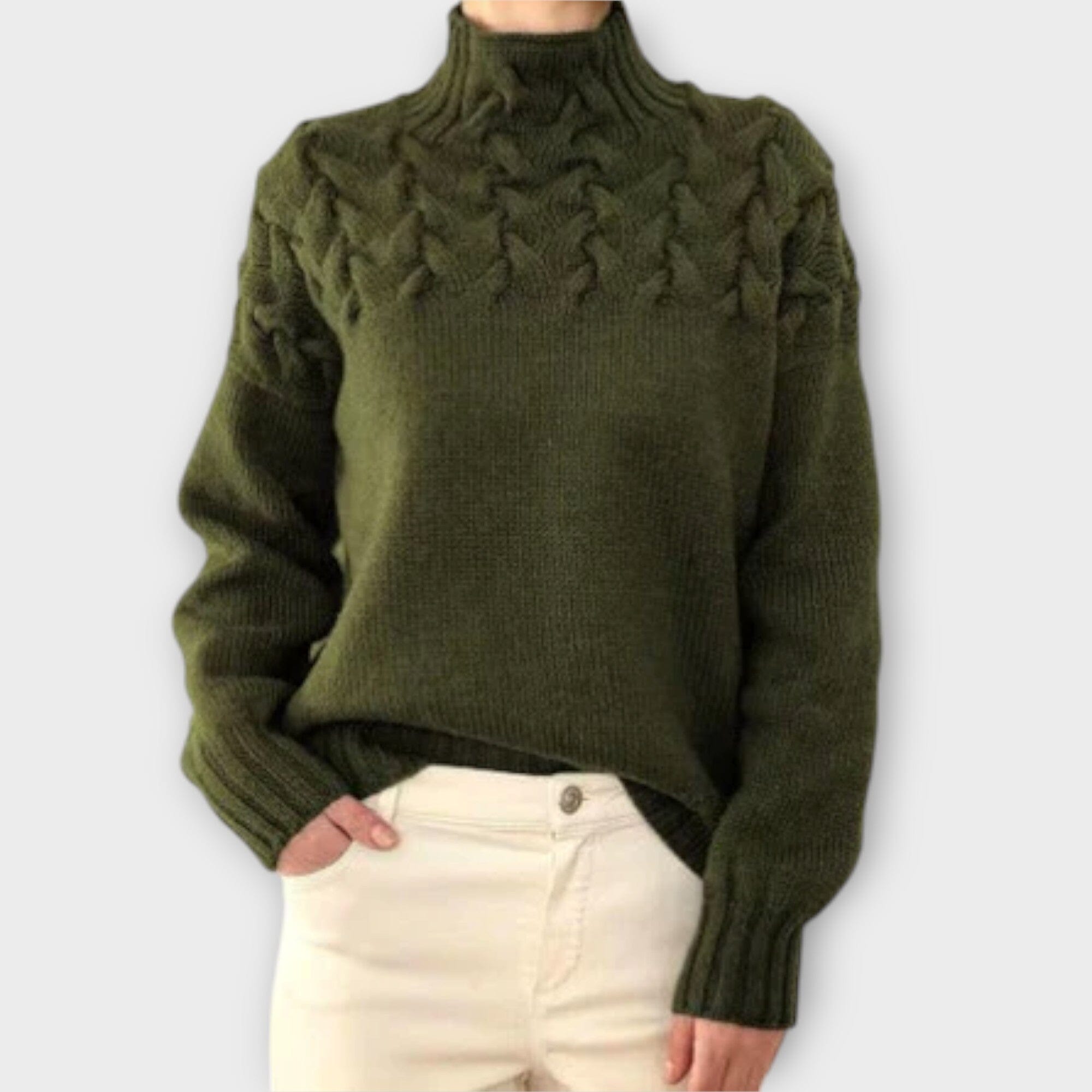 Eva Maria - Women's Sweater with Cable Knit Detail