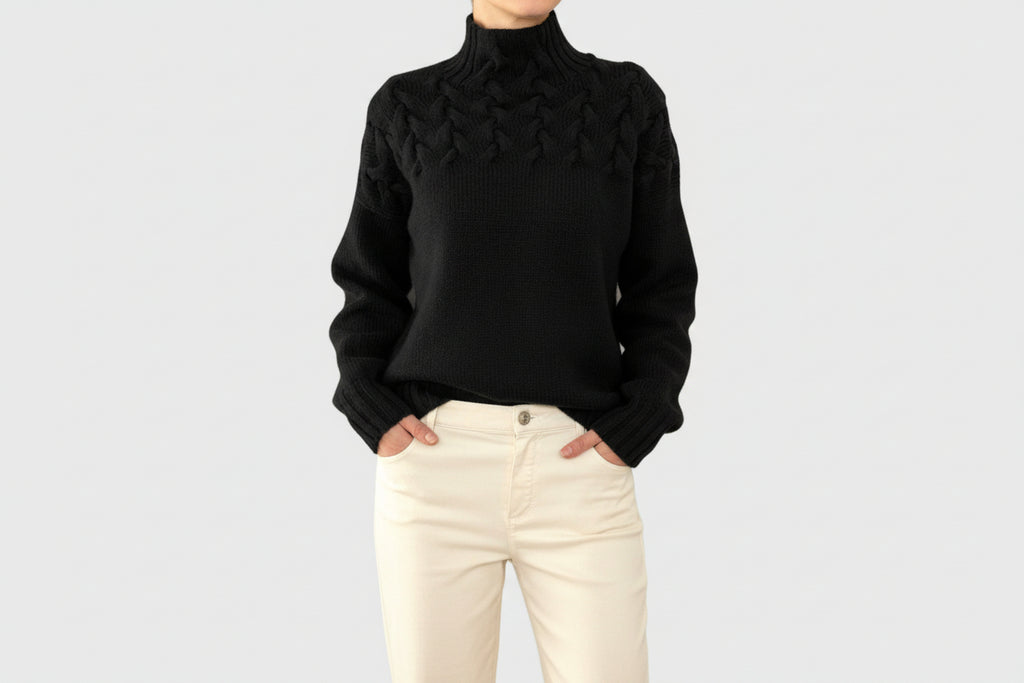 Eva Maria - Women's Sweater with Cable Knit Detail