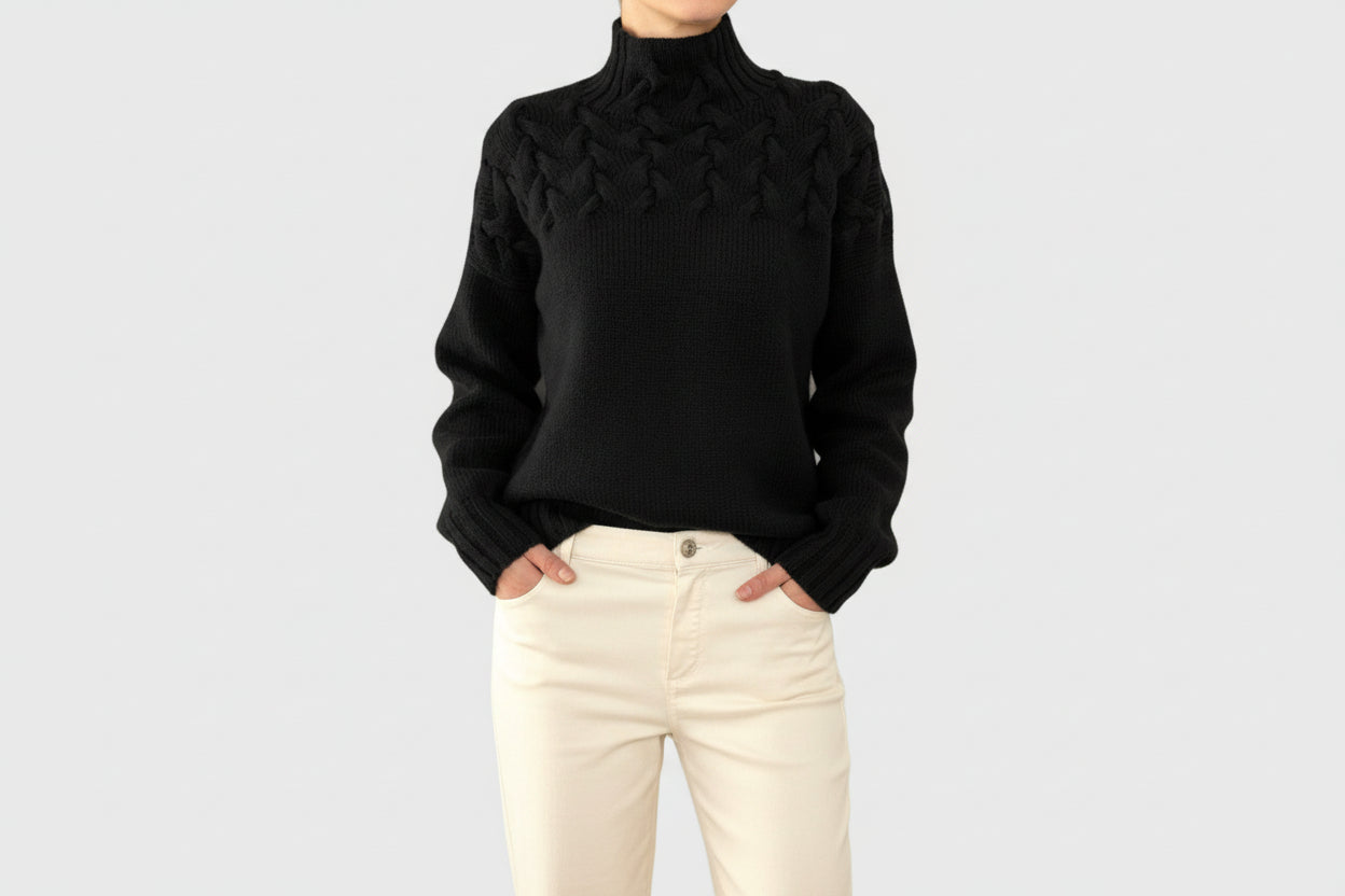Eva Maria - Women's Sweater with Cable Knit Detail