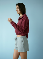 Lia | Cropped Hoodie with Zip and Drawstring