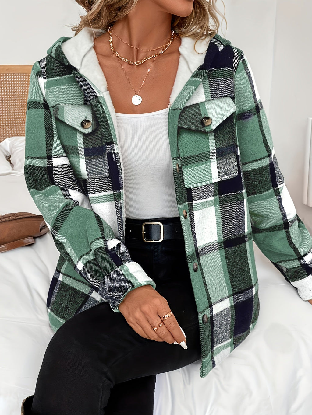 Lucy | Women’s Plaid Hooded Fleece Jacket