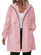 Women's Rain Jacket with Hood and Zipper - Louisa