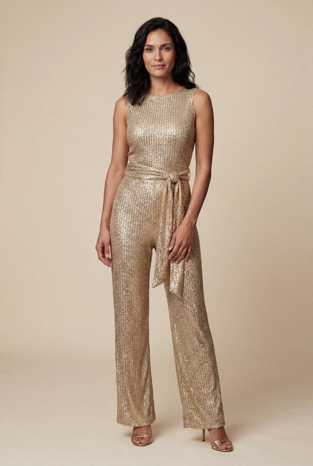 Elcevi | Belted Sleeveless Wide-leg Jumpsuit For Women