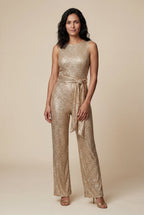 Elcevi | Belted Sleeveless Wide-leg Jumpsuit For Women