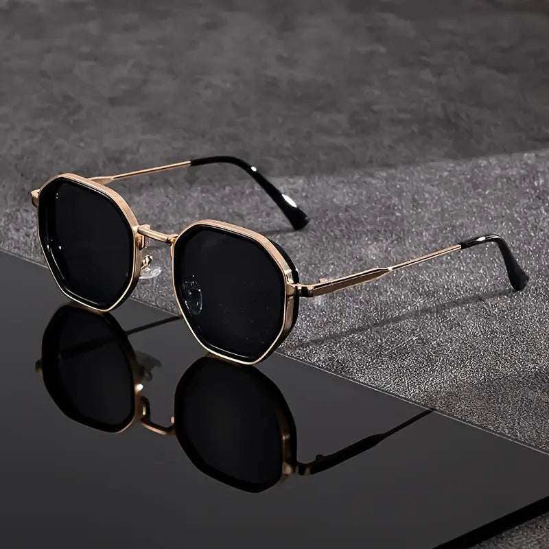 Kian | Blue Gradient Geometric Hexagonal Frame Sunglasses
