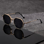 Kian | Blue Gradient Geometric Hexagonal Frame Sunglasses