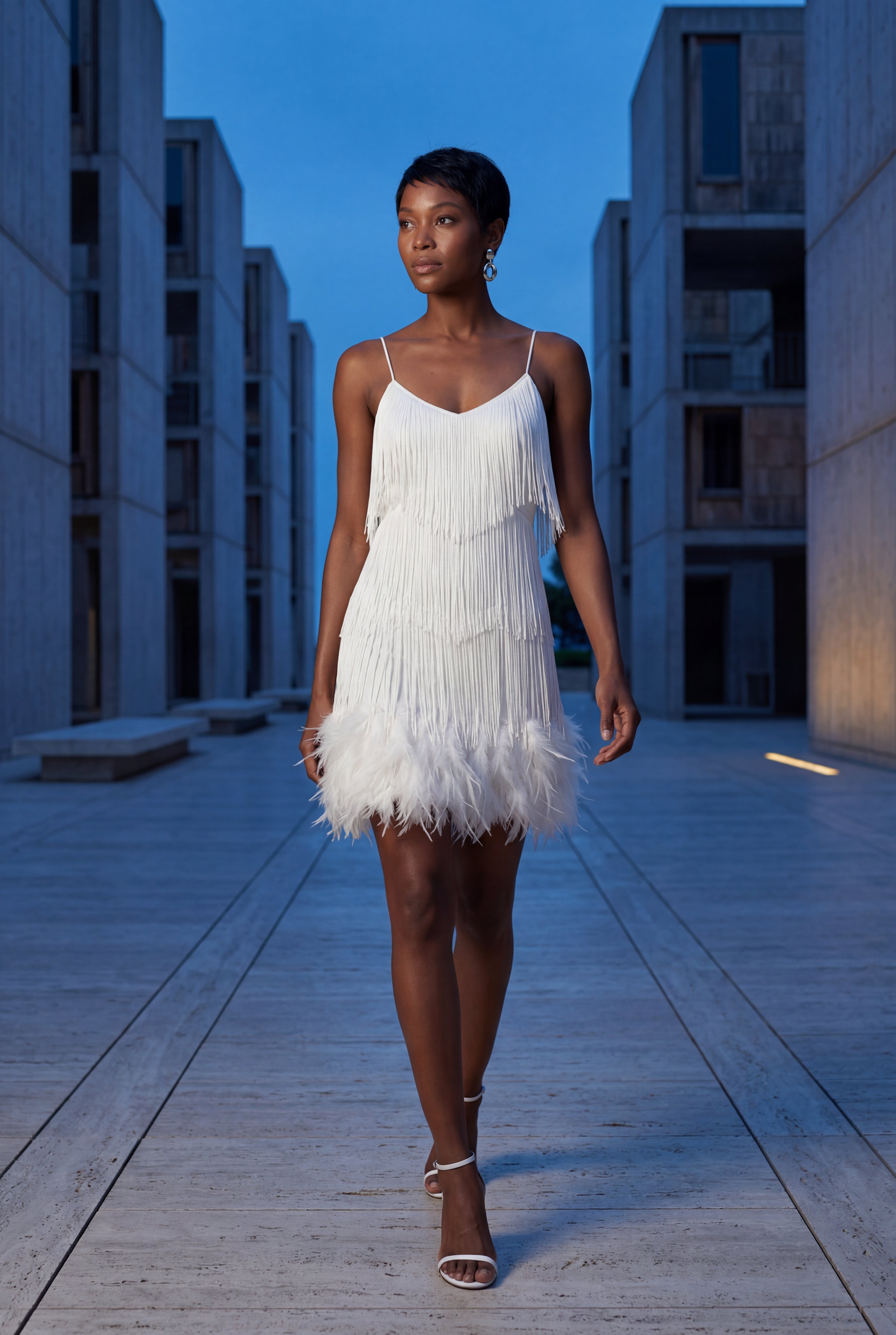 Alessia | Fringe Feather-trim Mini Cocktail Dress For Women