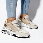 Lia | Metallic Panel Chunky Animal Print Walking Sneakers