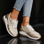 Lia | Metallic Wedge Platform Sneakers with Side Zip
