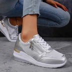 Lia | Metallic Wedge Platform Sneakers with Side Zip