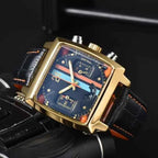 Liam | Square Dial Chronograph Watch with Racing Stripe Detail