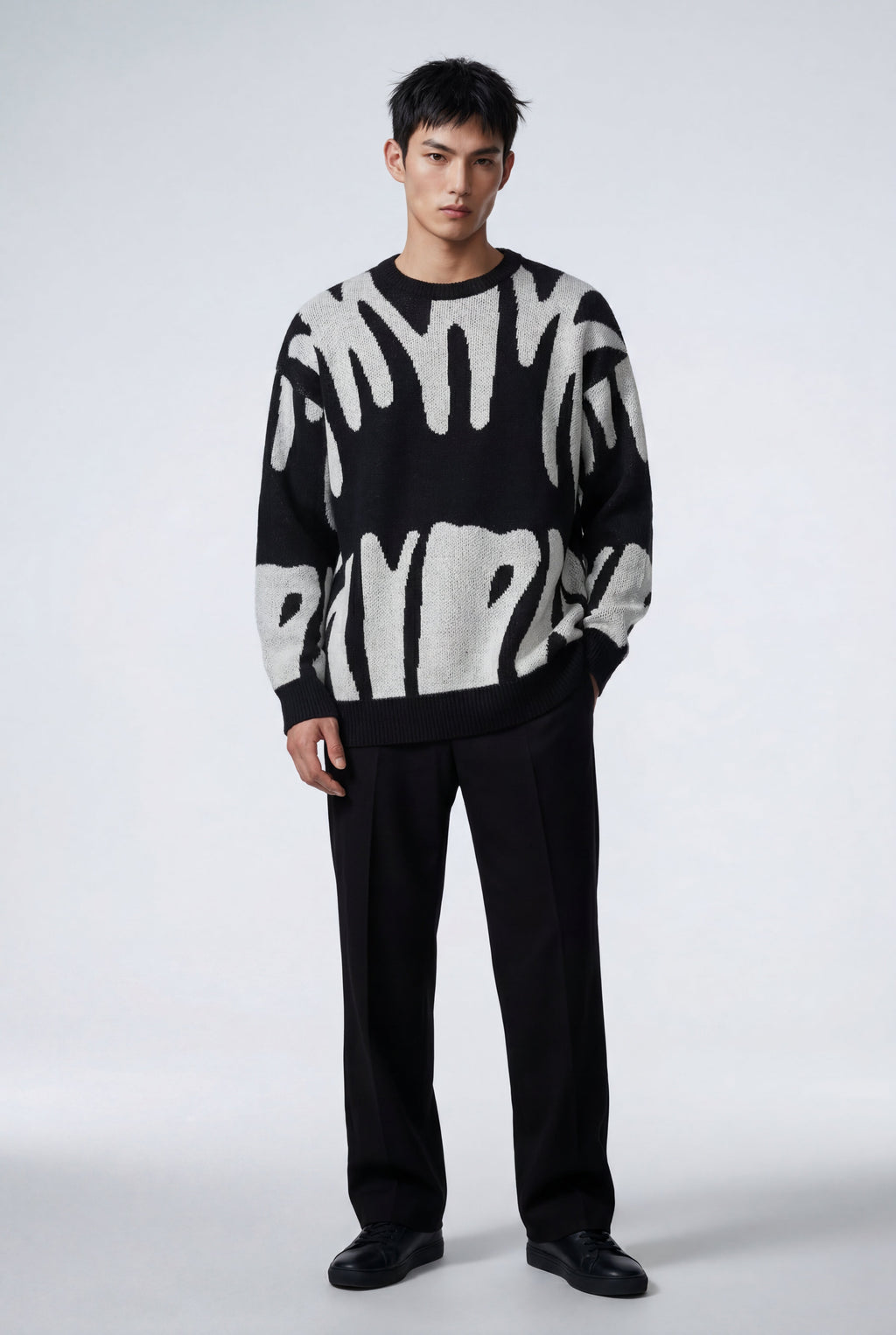 Abstract Intarsia Relaxed Crew Neck Jumper | James