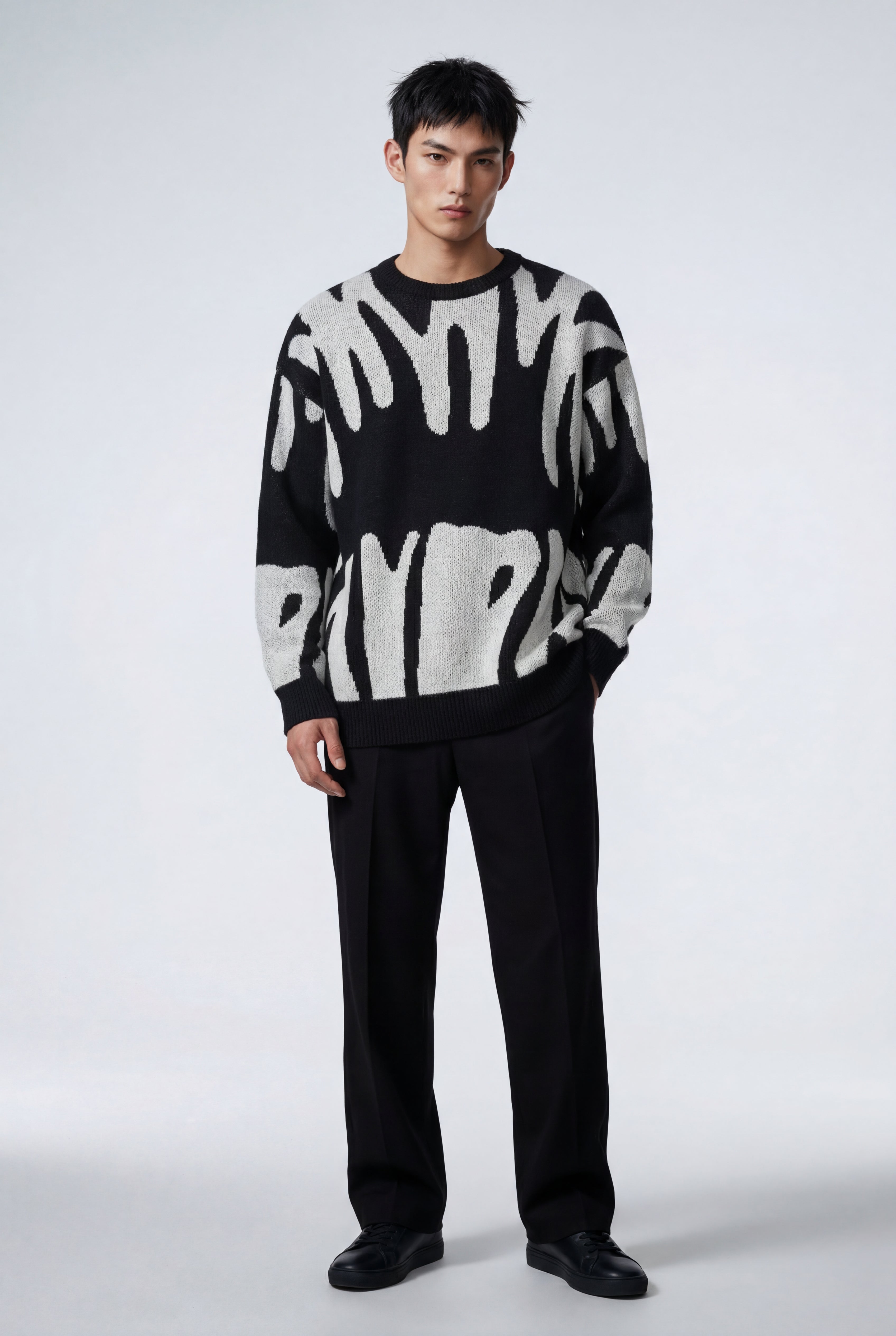 Abstract Intarsia Relaxed Crew Neck Jumper | James