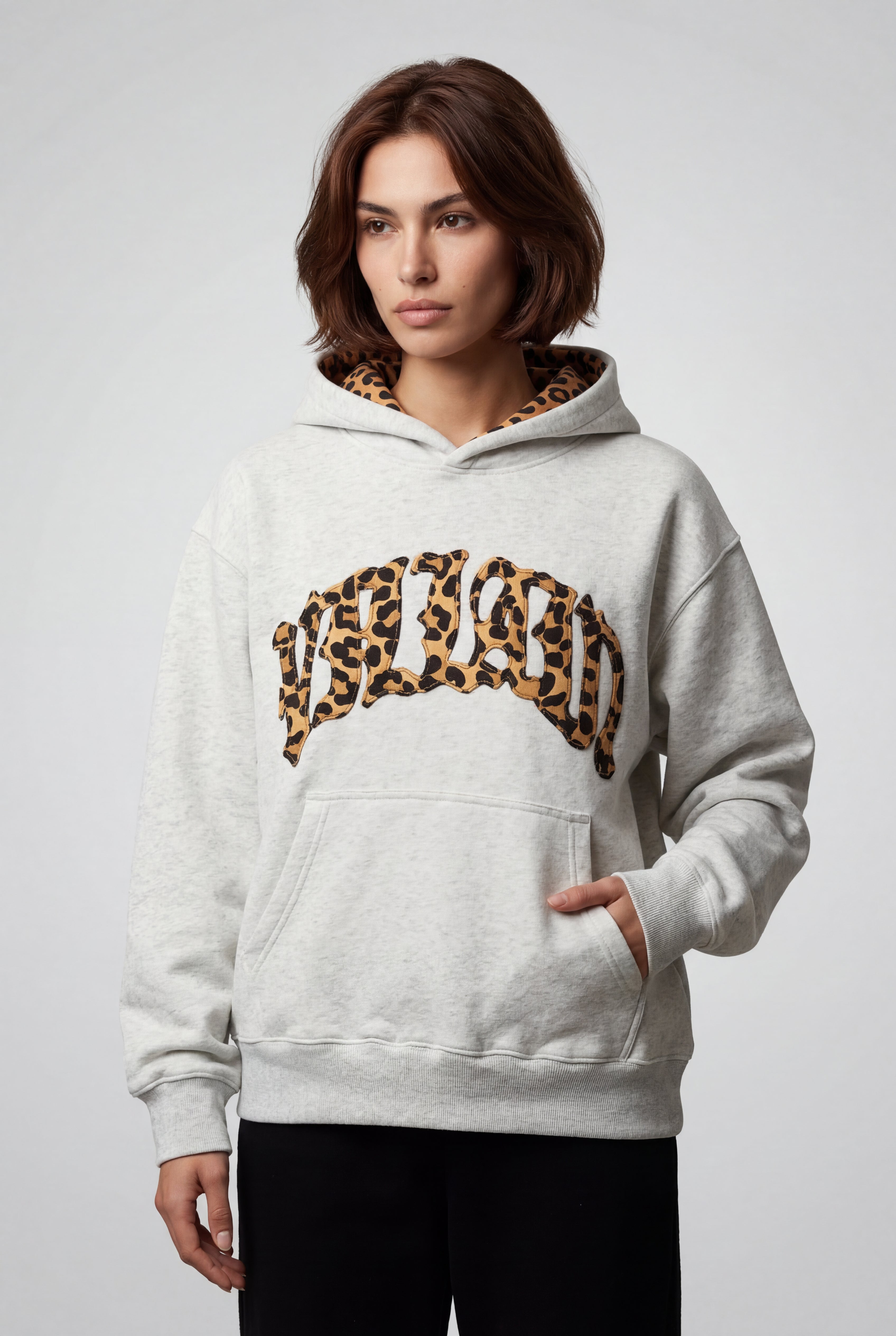 Lia | Animal Print Appliqué Relaxed Fit Casual Hoodie