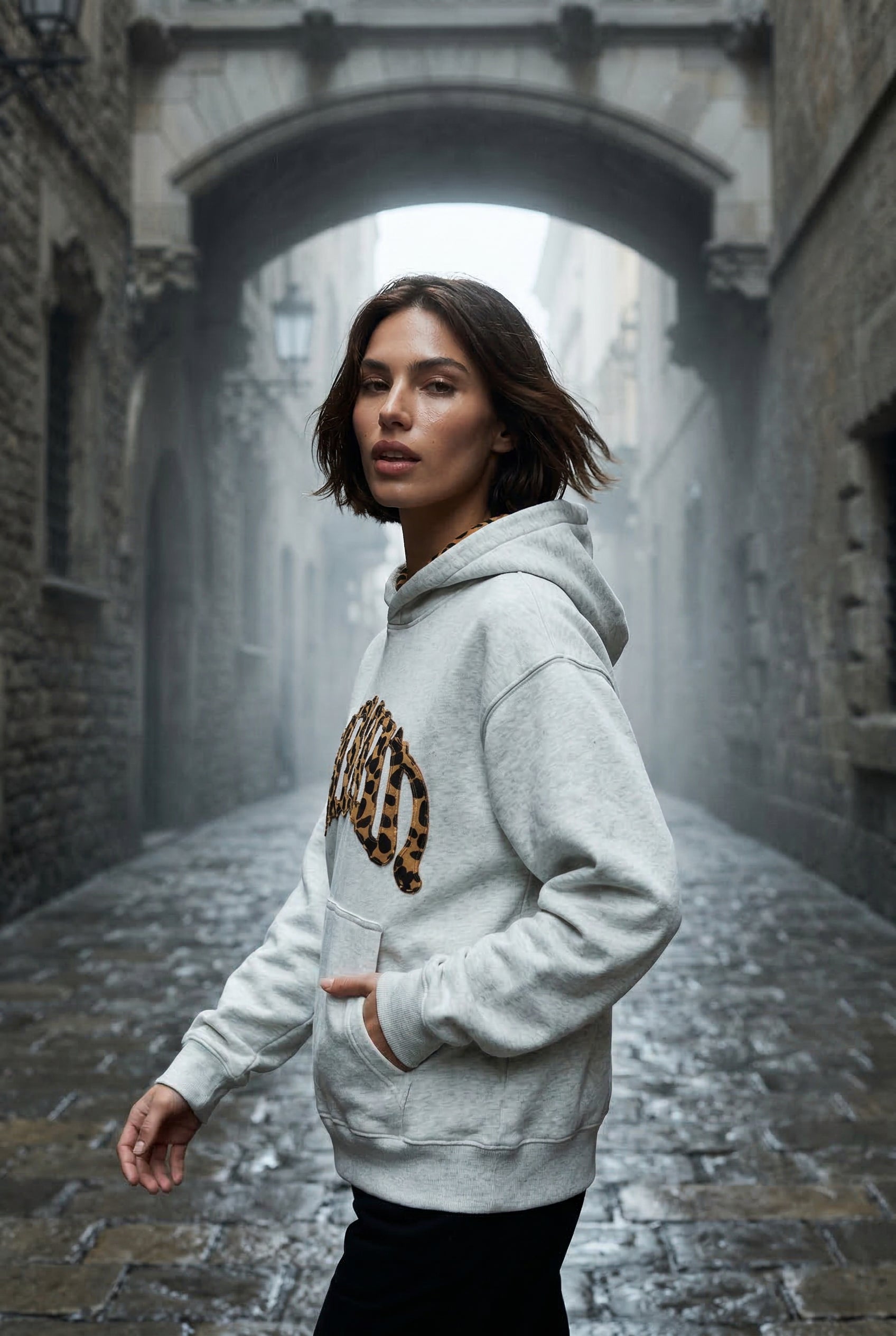 Lia | Animal Print Appliqué Relaxed Fit Casual Hoodie