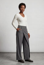 Lia | Asymmetrical Wrap Front Wide Leg Trousers