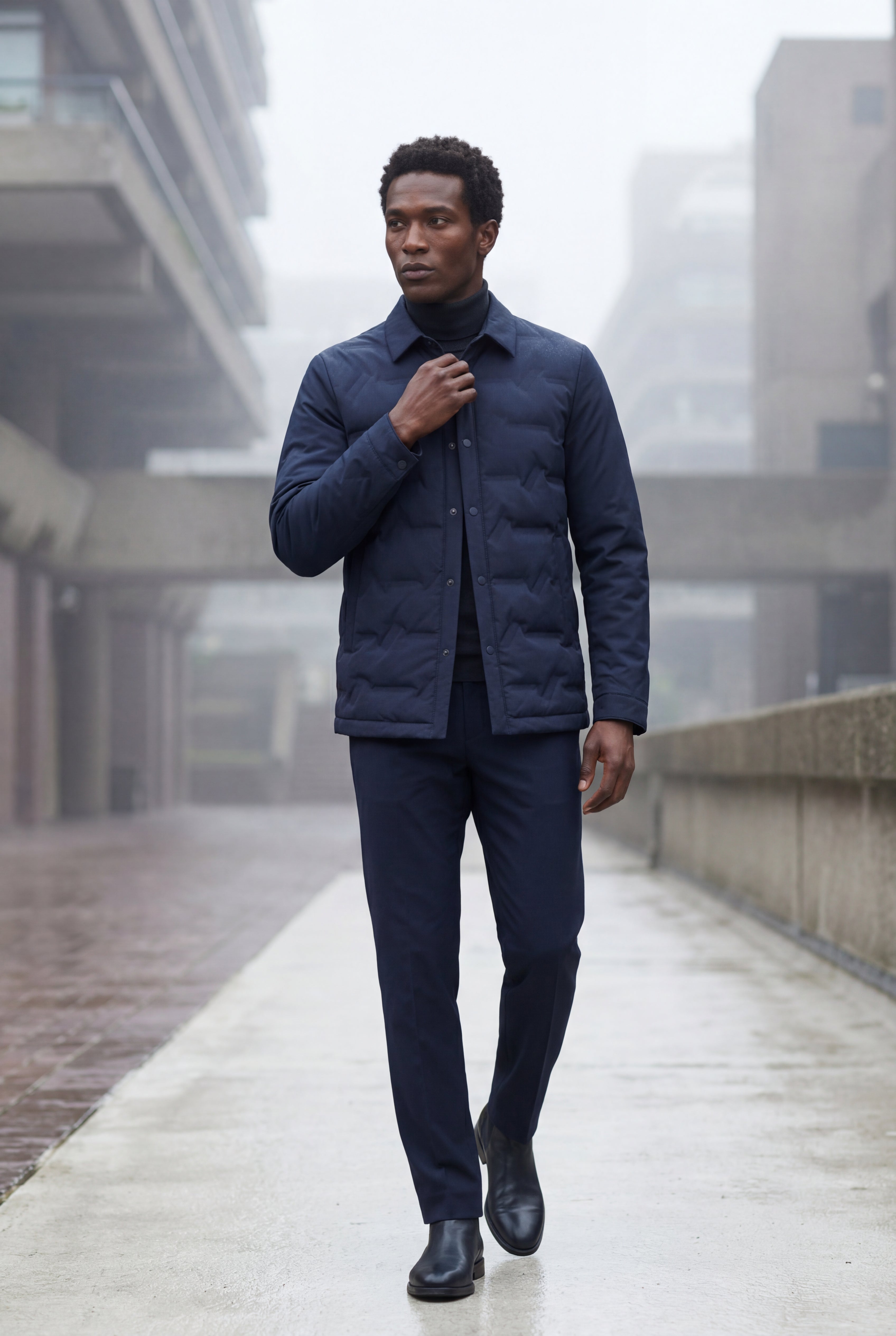 Liam | Chevron Quilted Snap-front Puffer Shirt Jacket