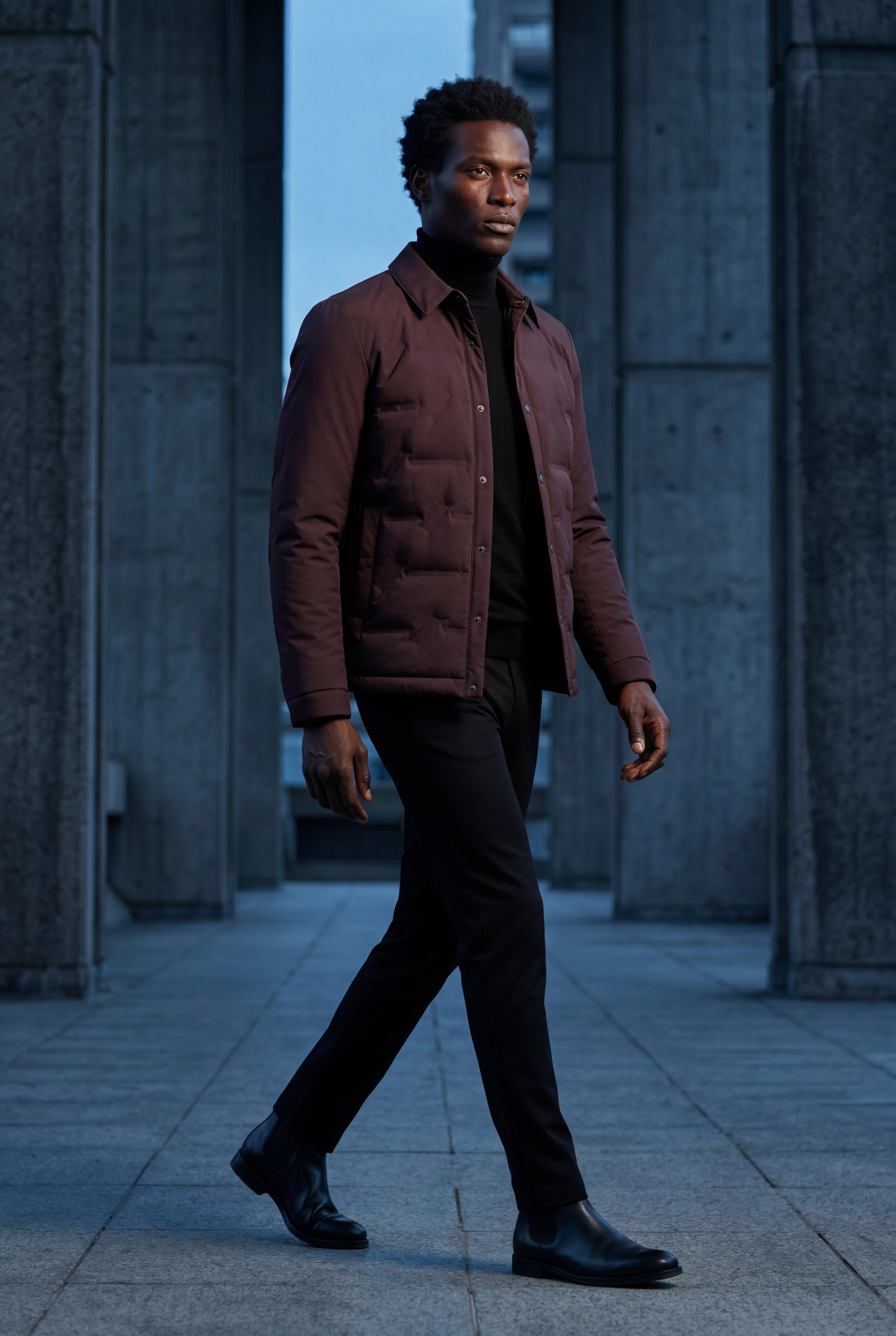 Liam | Chevron Quilted Snap-front Puffer Shirt Jacket
