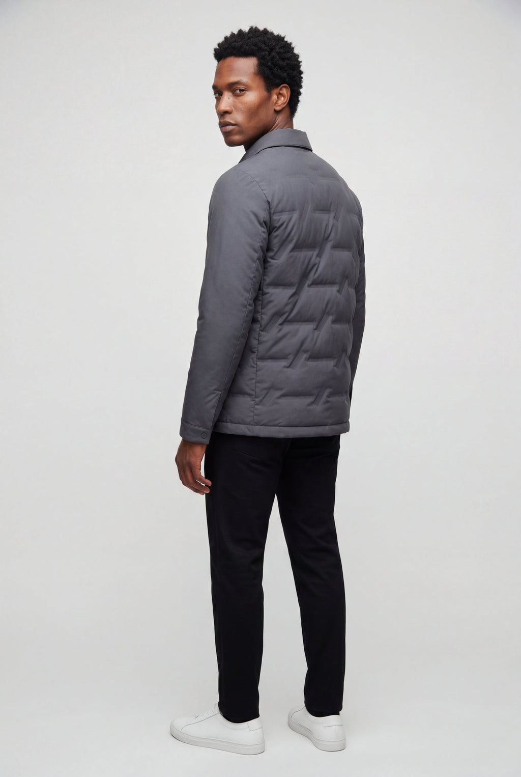 Liam | Chevron Quilted Snap-front Puffer Shirt Jacket