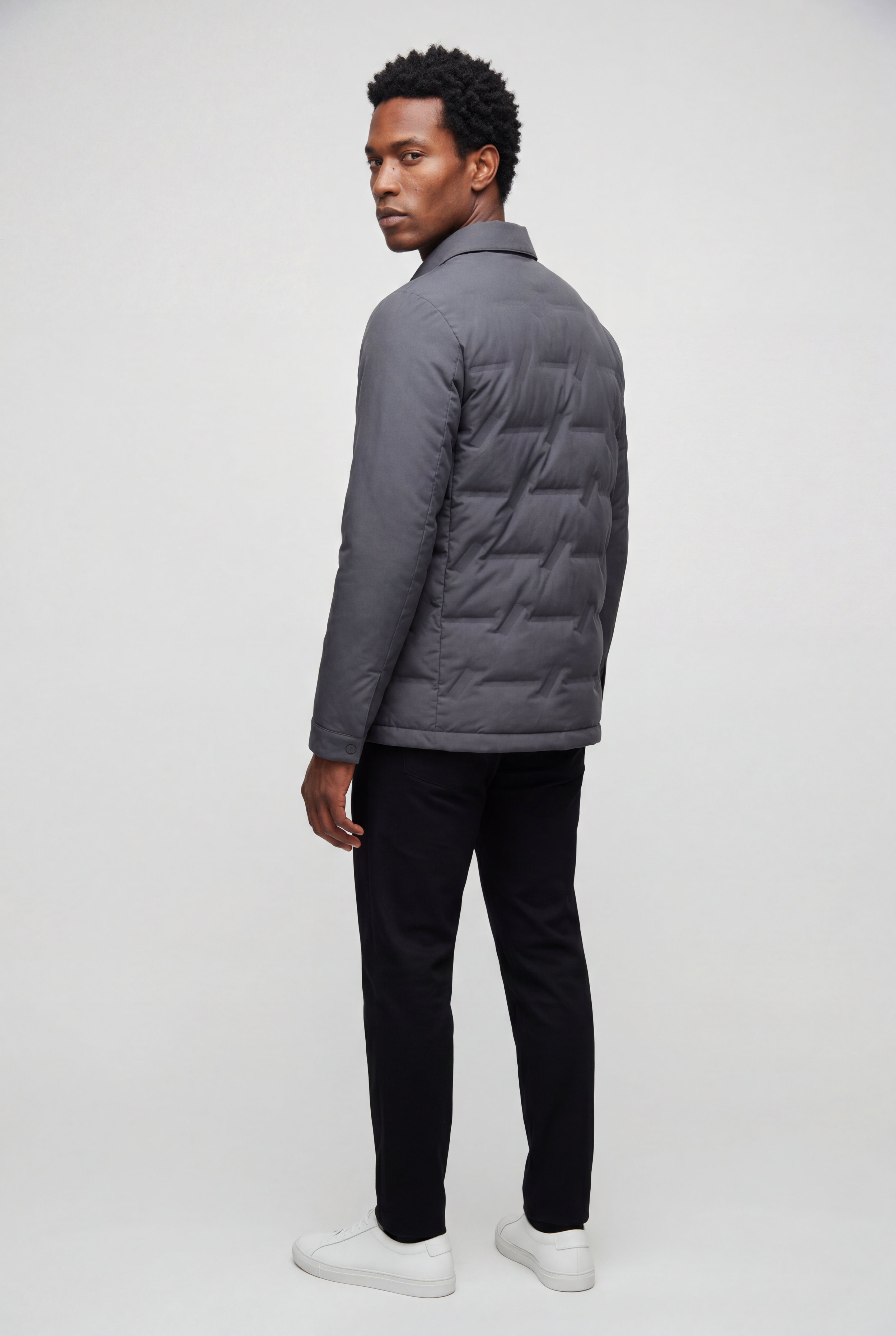 Liam | Chevron Quilted Snap-front Puffer Shirt Jacket