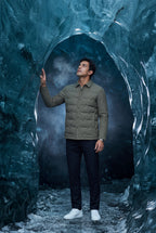 Liam | Chevron Quilted Snap-front Puffer Shirt Jacket