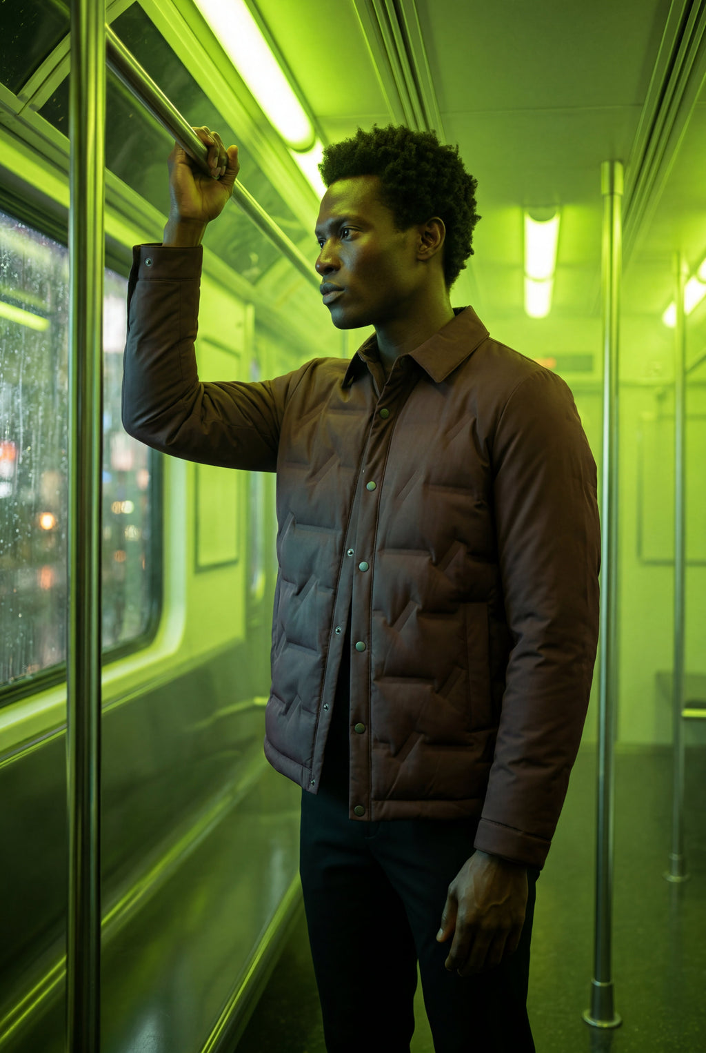 Liam | Chevron Quilted Snap-front Puffer Shirt Jacket
