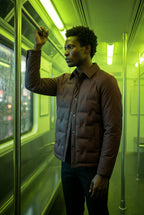 Liam | Chevron Quilted Snap-front Puffer Shirt Jacket
